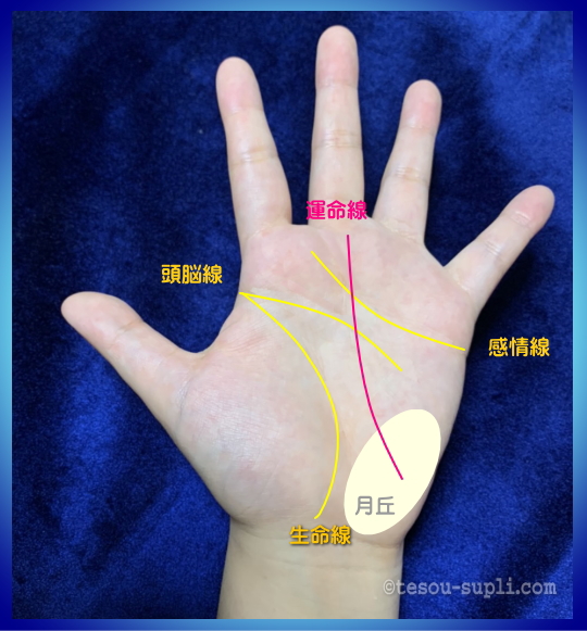 他力本願で開運する手相ー運命線が月丘から伸びる